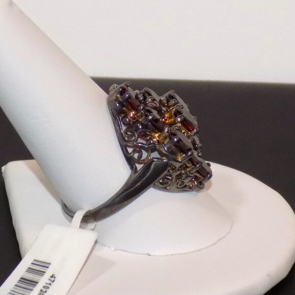 New Palm Beach Sterling Silver Simulated Garnet Size 10 Statement Filigree Ring - Picture 4 of 9